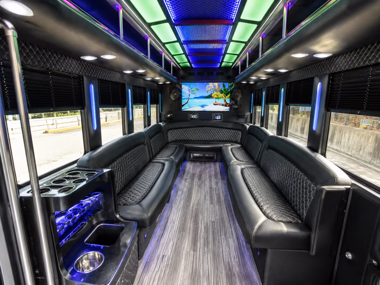 o fallon 18 passenger party bus inside