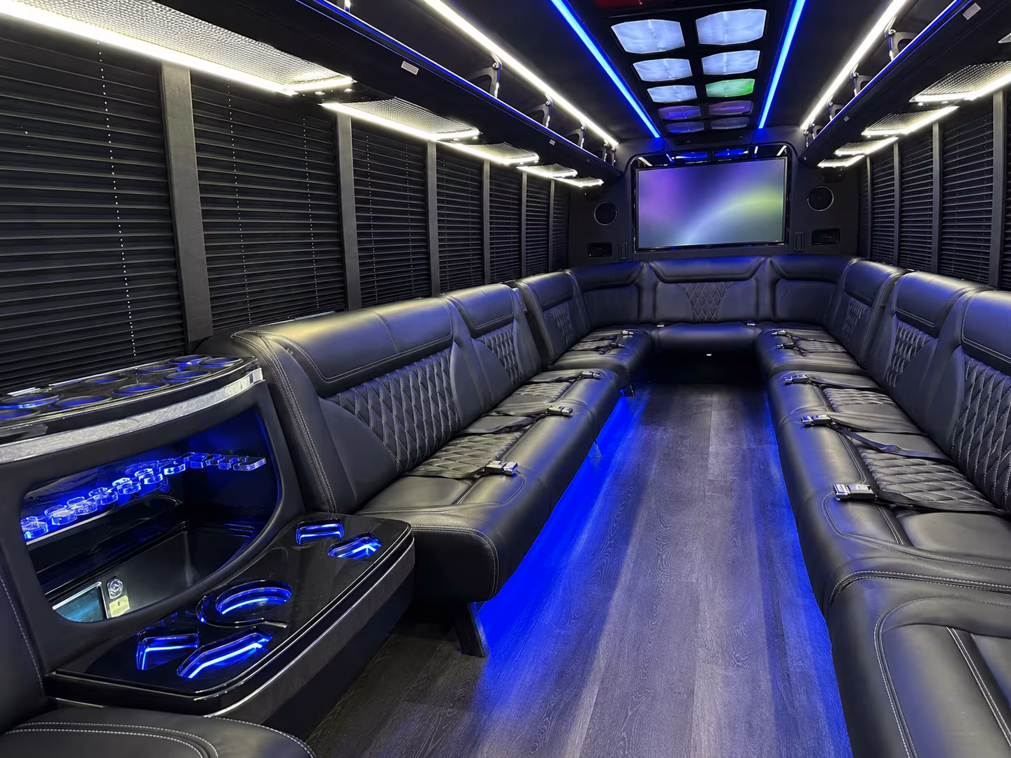 o fallon 20 passenger party bus inside