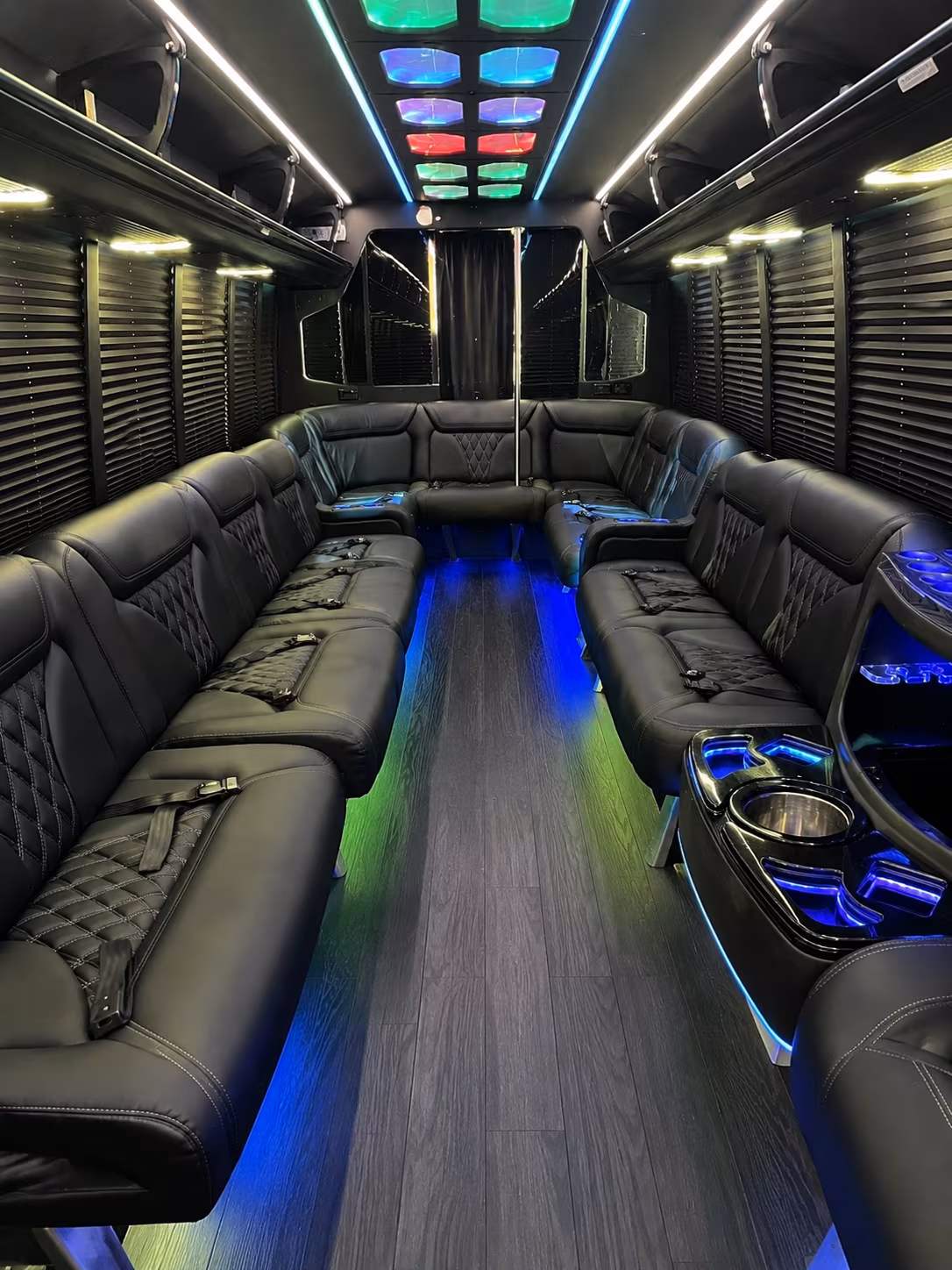 o fallon 20 passenger party bus interior