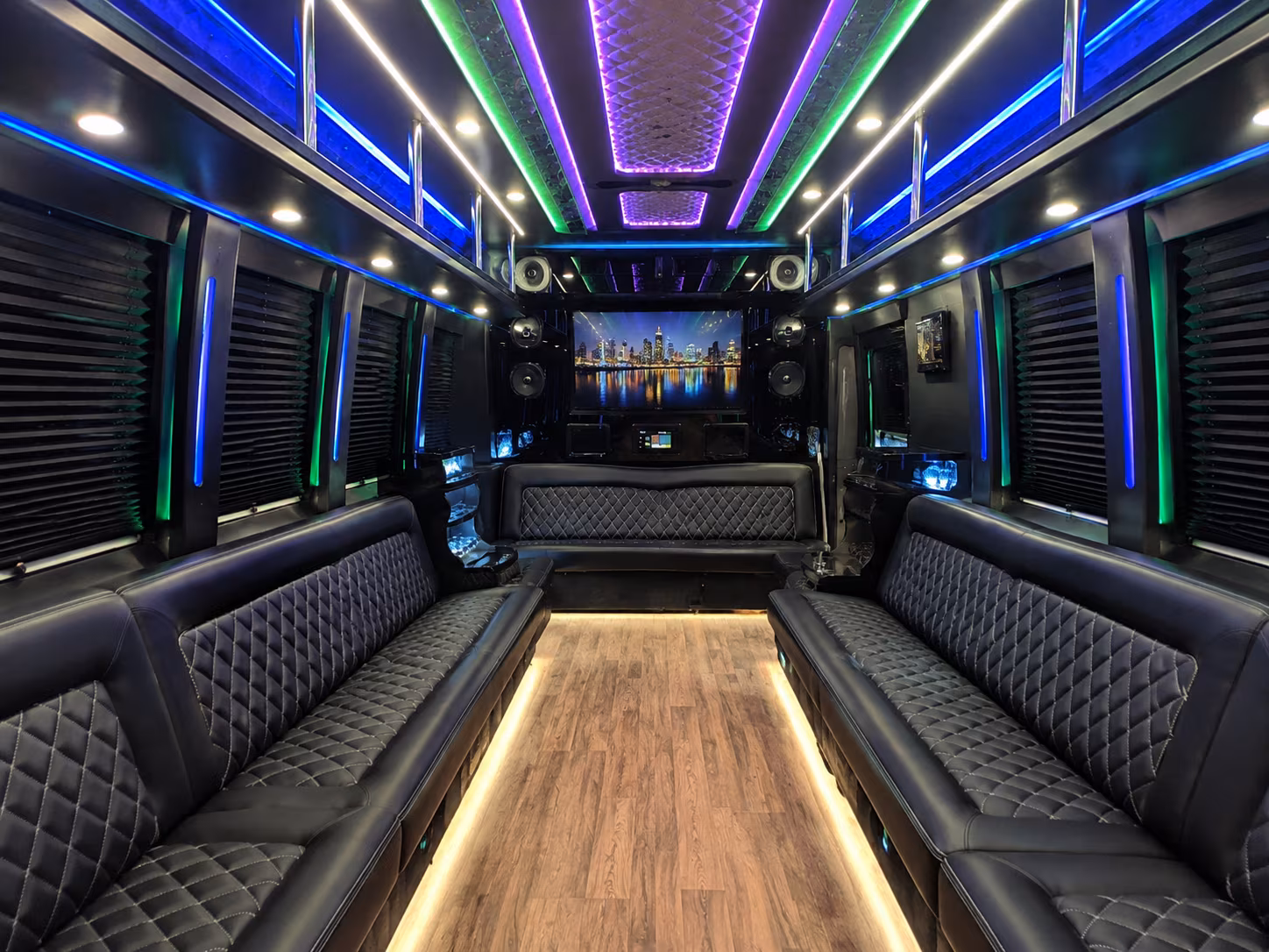 o fallon 25 passenger party bus interior