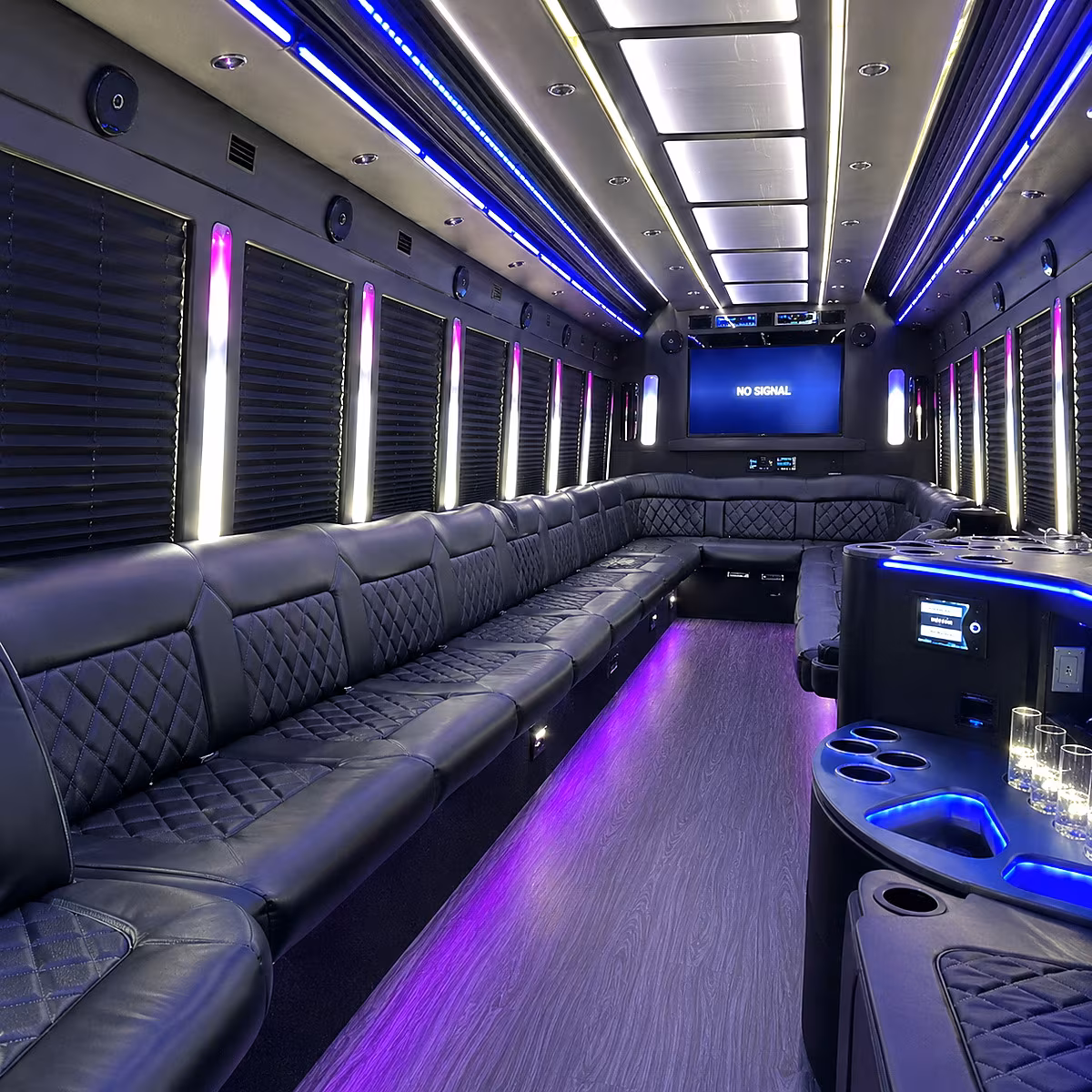 o fallon 30 passenger party bus inside
