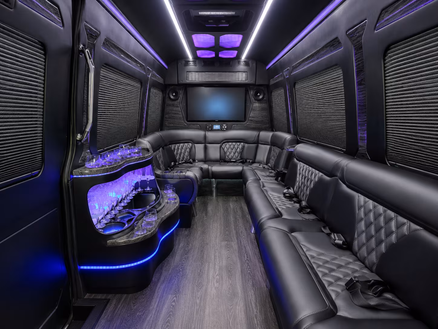 o fallon 40 passenger party bus inside